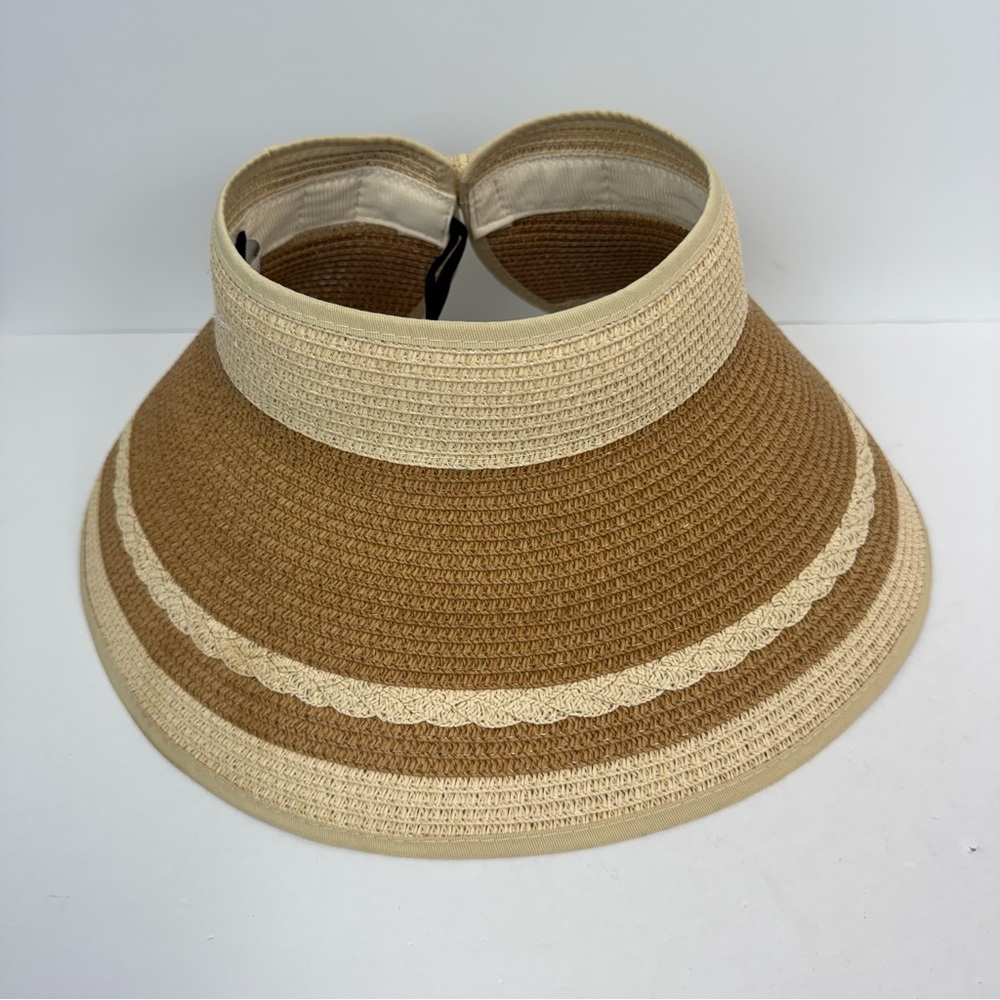 Magid Hats Straw Two-Tone Brown/Cream Striped‎ Visor